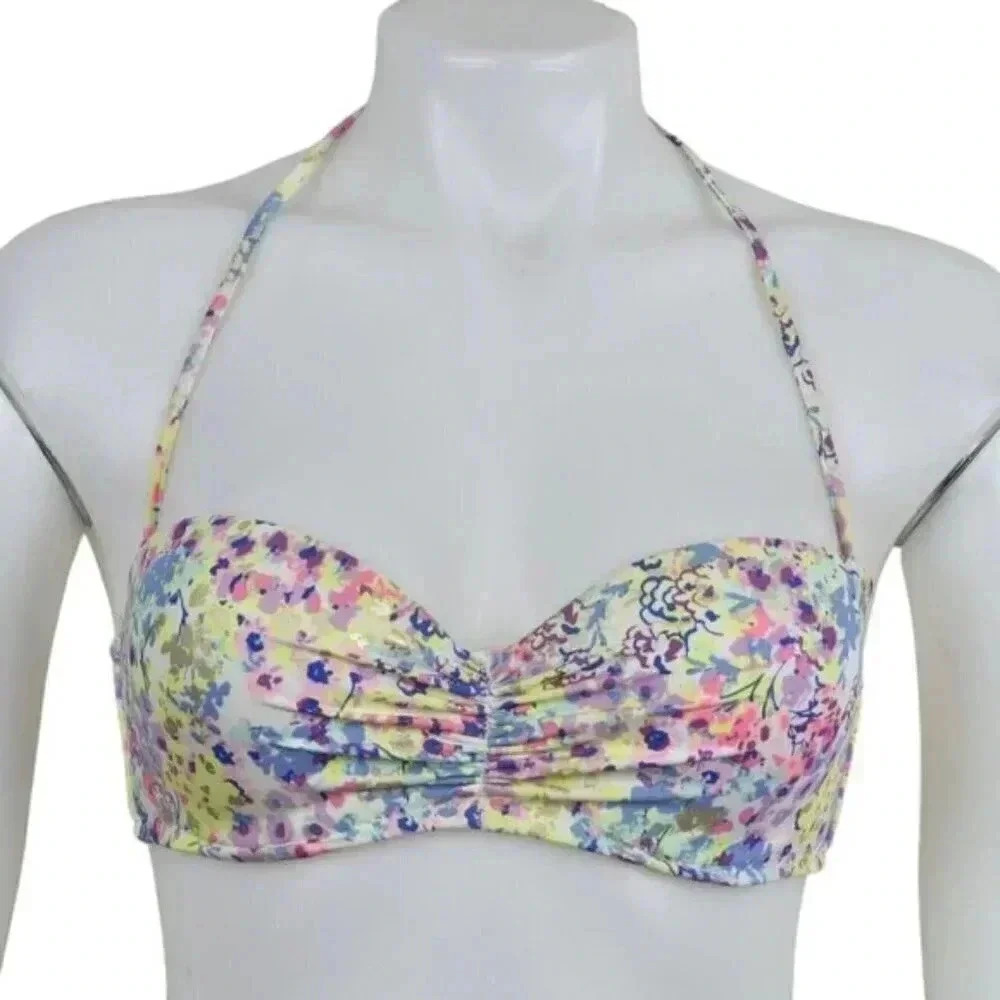 Victoria's Secret Floral Bikini Top Halter Colourful  Size 34C